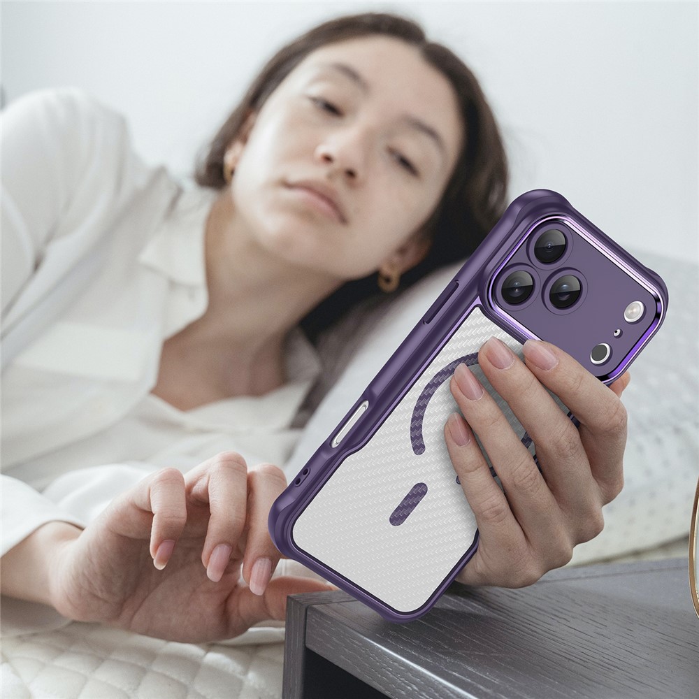  iPhone 17 Pro Max Skal MagSafe Kolfiber Textur Lila