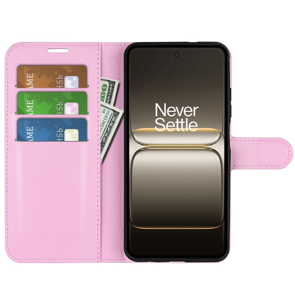  OnePlus Nord 5 5G Fodral Litchi Läder Ljus Rosa