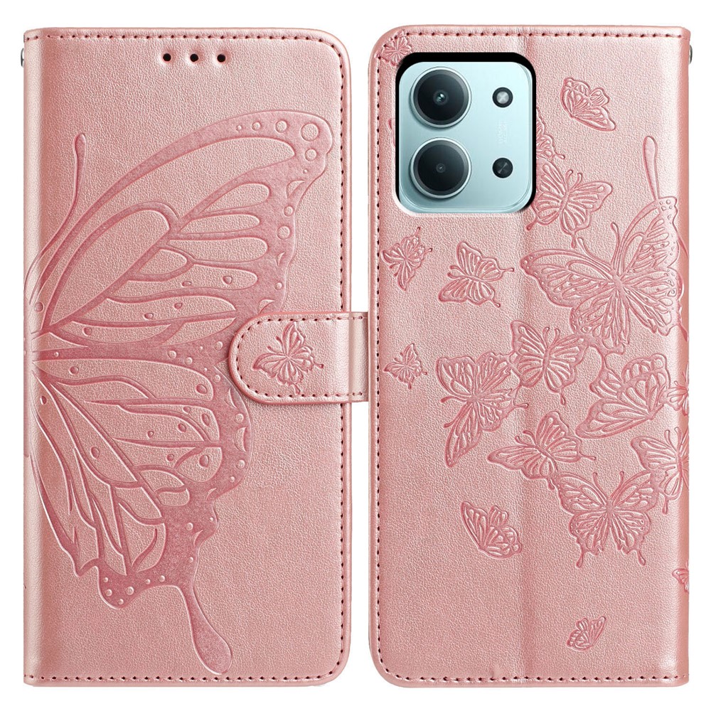  Xiaomi Redmi 15C Fodral Fjäril Tryck Roséguld
