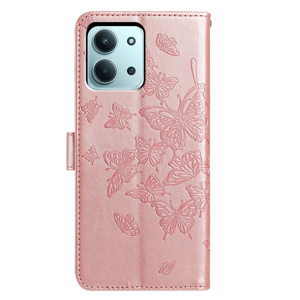 Xiaomi Redmi 15C Fodral Fjäril Tryck Roséguld