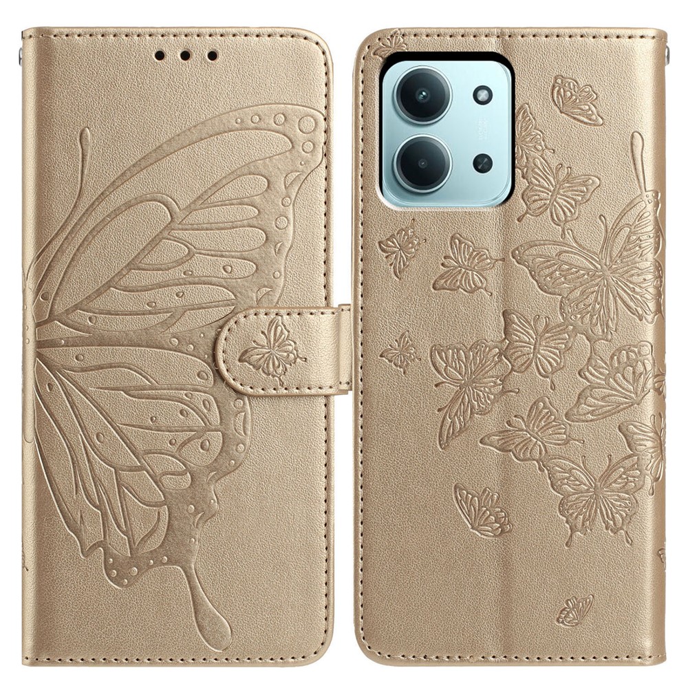  Xiaomi Redmi 15C Fodral Fjäril Tryck Guld