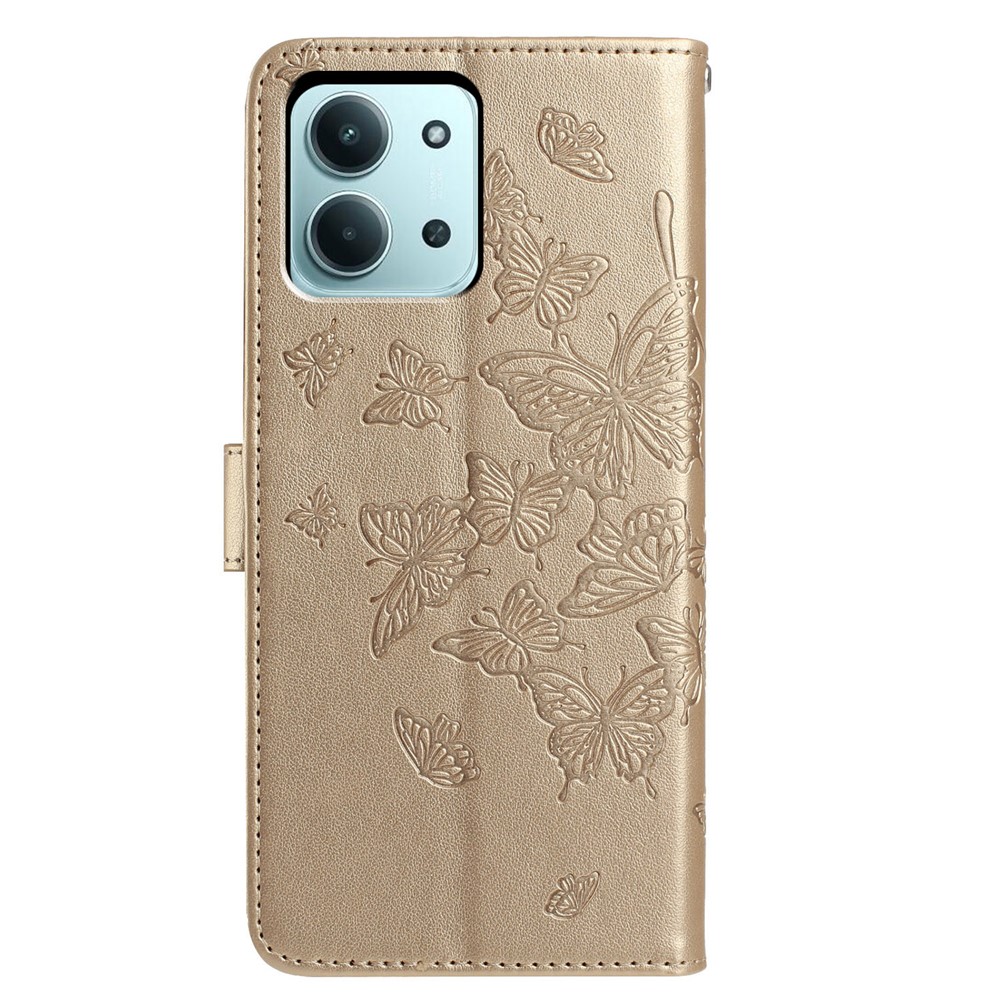  Xiaomi Redmi 15C Fodral Fjäril Tryck Guld