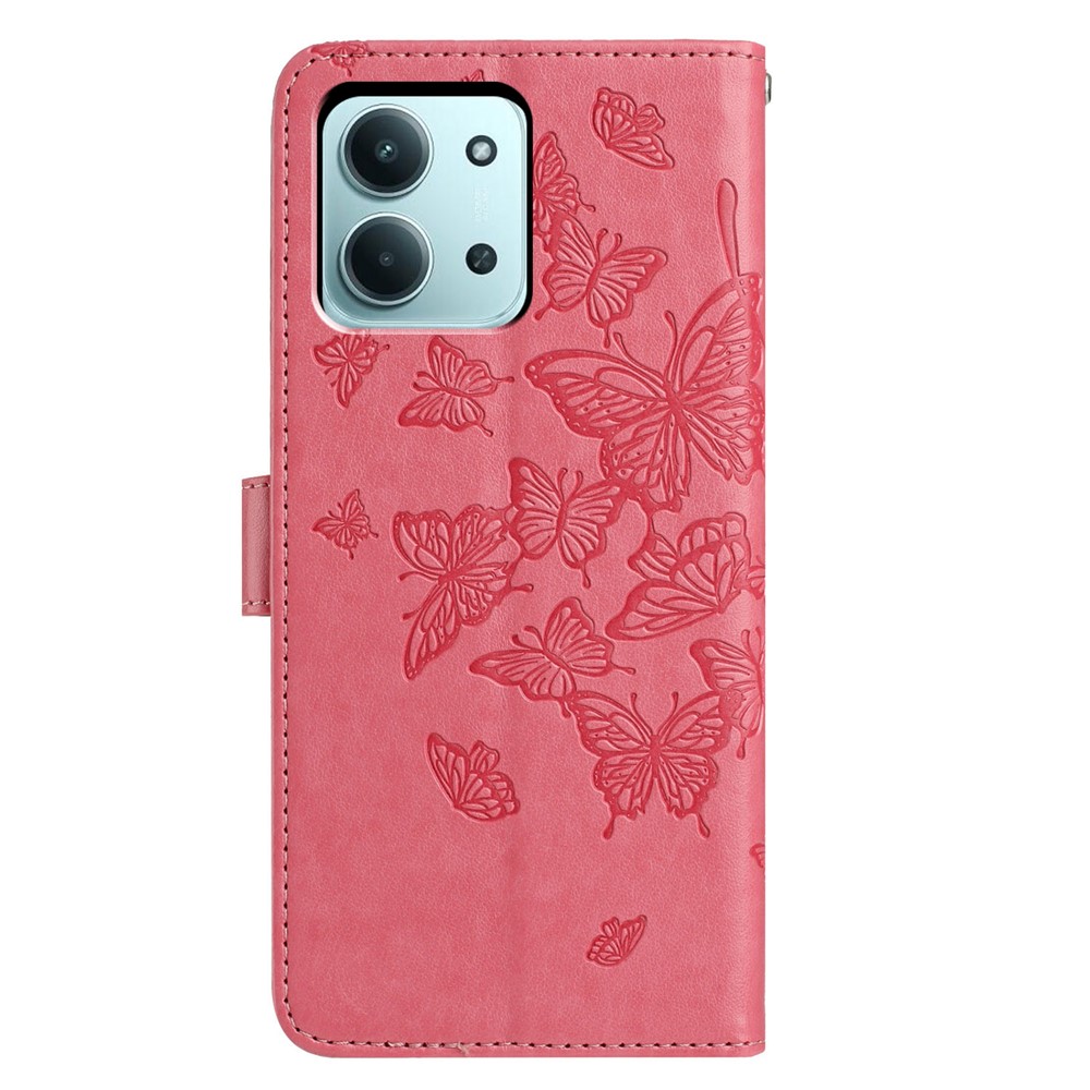  Xiaomi Redmi 15C Fodral Fjäril Tryck Rosa