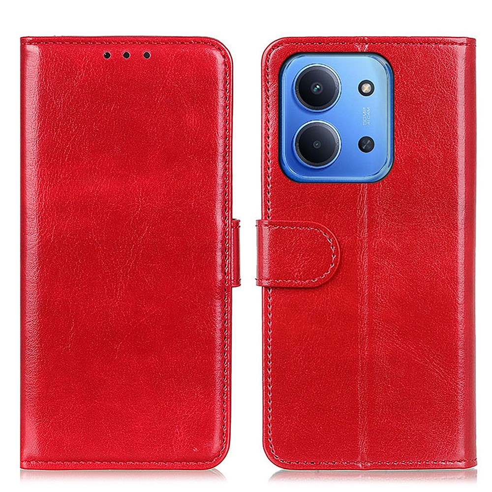  Xiaomi Redmi 15C Fodral Crazy Horse Läder Röd