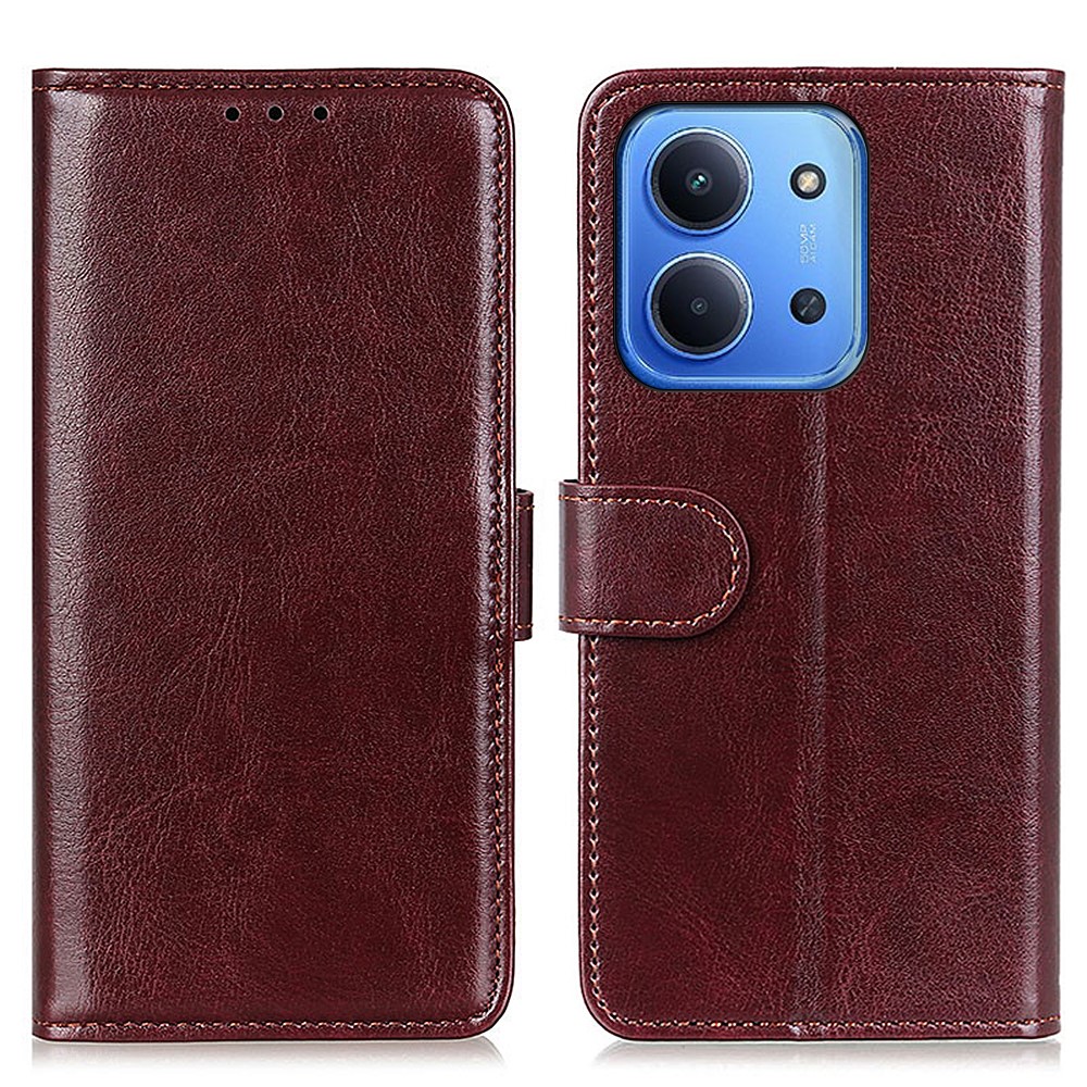  Xiaomi Redmi 15C Fodral Crazy Horse Läder Brun