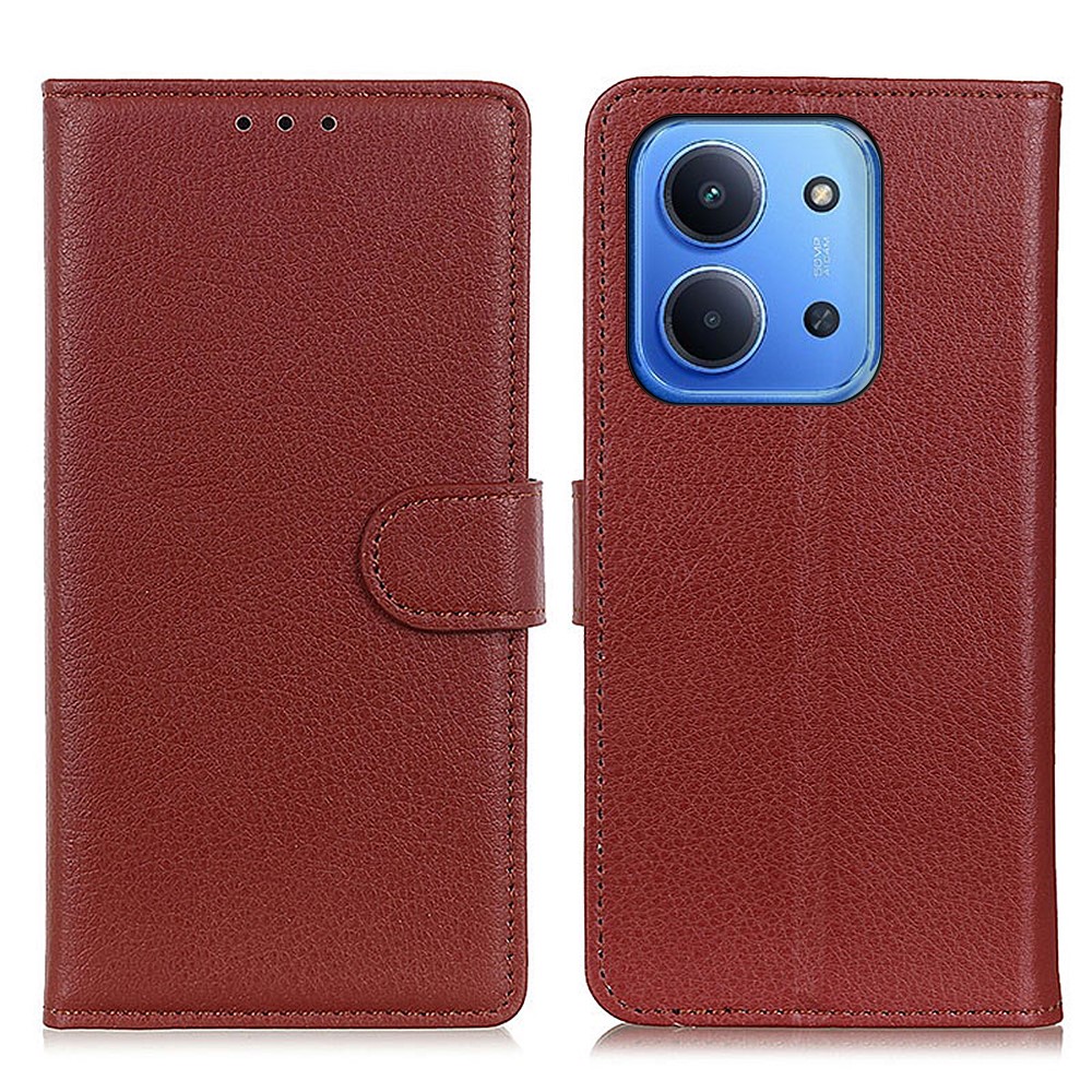  Xiaomi Redmi 15C Fodral Litchi Läder Brun