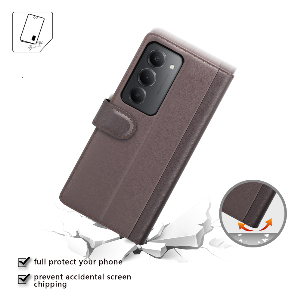  Xiaomi Redmi 15 Fodral Premium Äkta Läder Brun