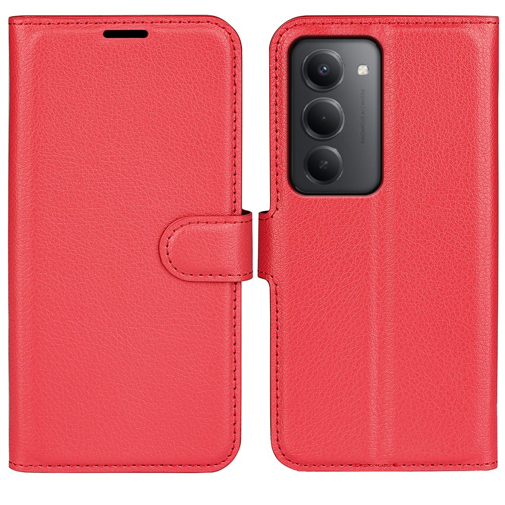  Xiaomi Redmi 15 Fodral Litchi Läder Röd