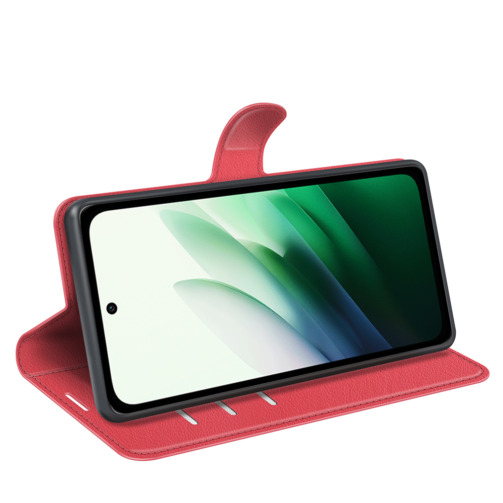  Xiaomi Redmi 15 Fodral Litchi Läder Röd