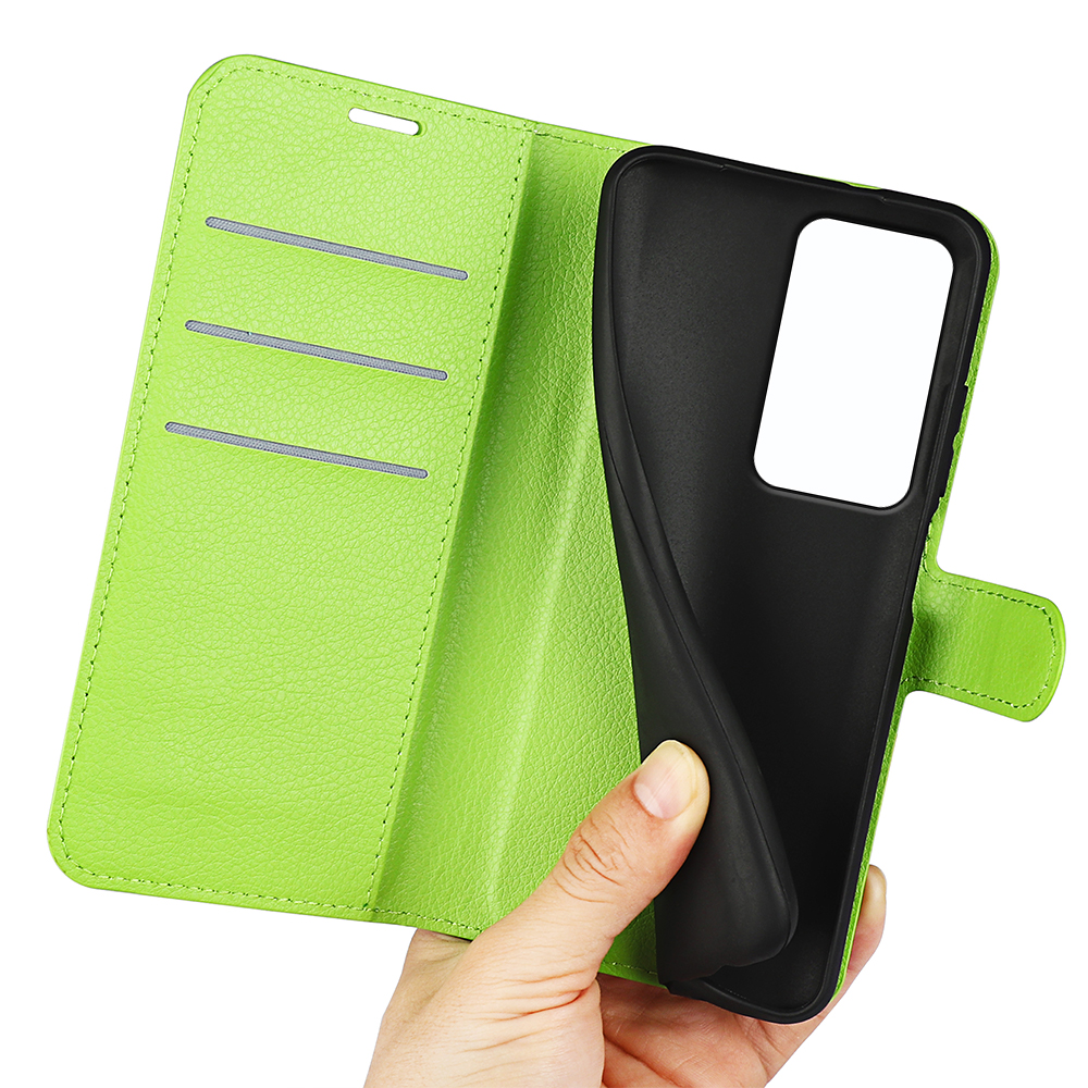  Xiaomi Redmi 15 Fodral Litchi Läder Grön