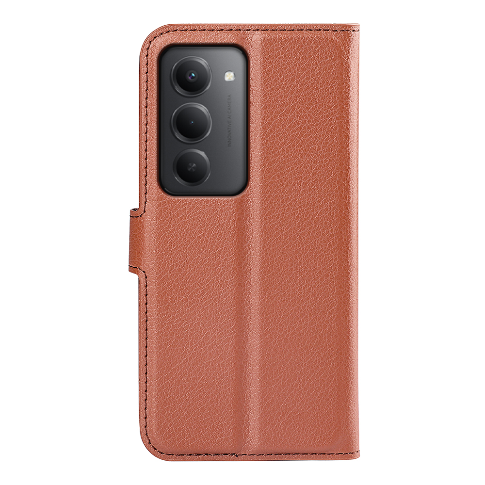  Xiaomi Redmi 15 Fodral Litchi Läder Brun