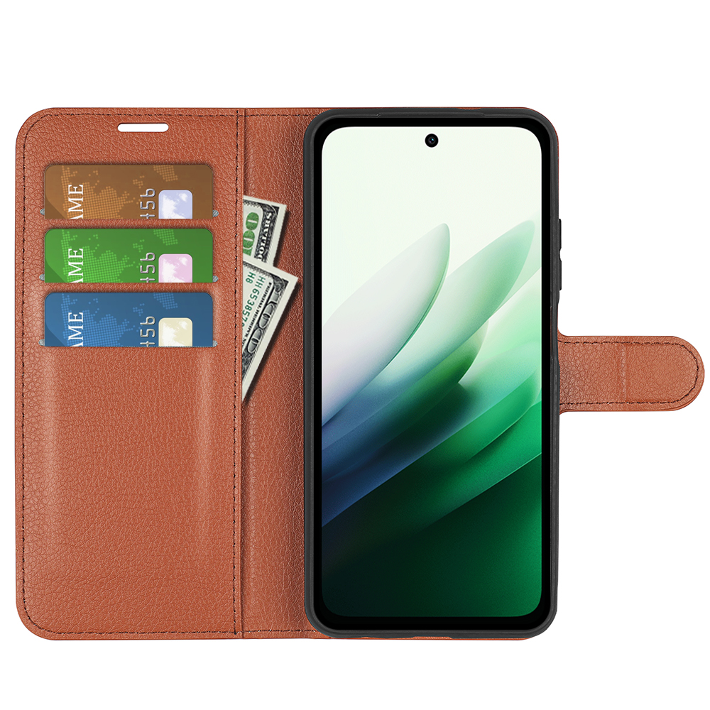  Xiaomi Redmi 15 Fodral Litchi Läder Brun