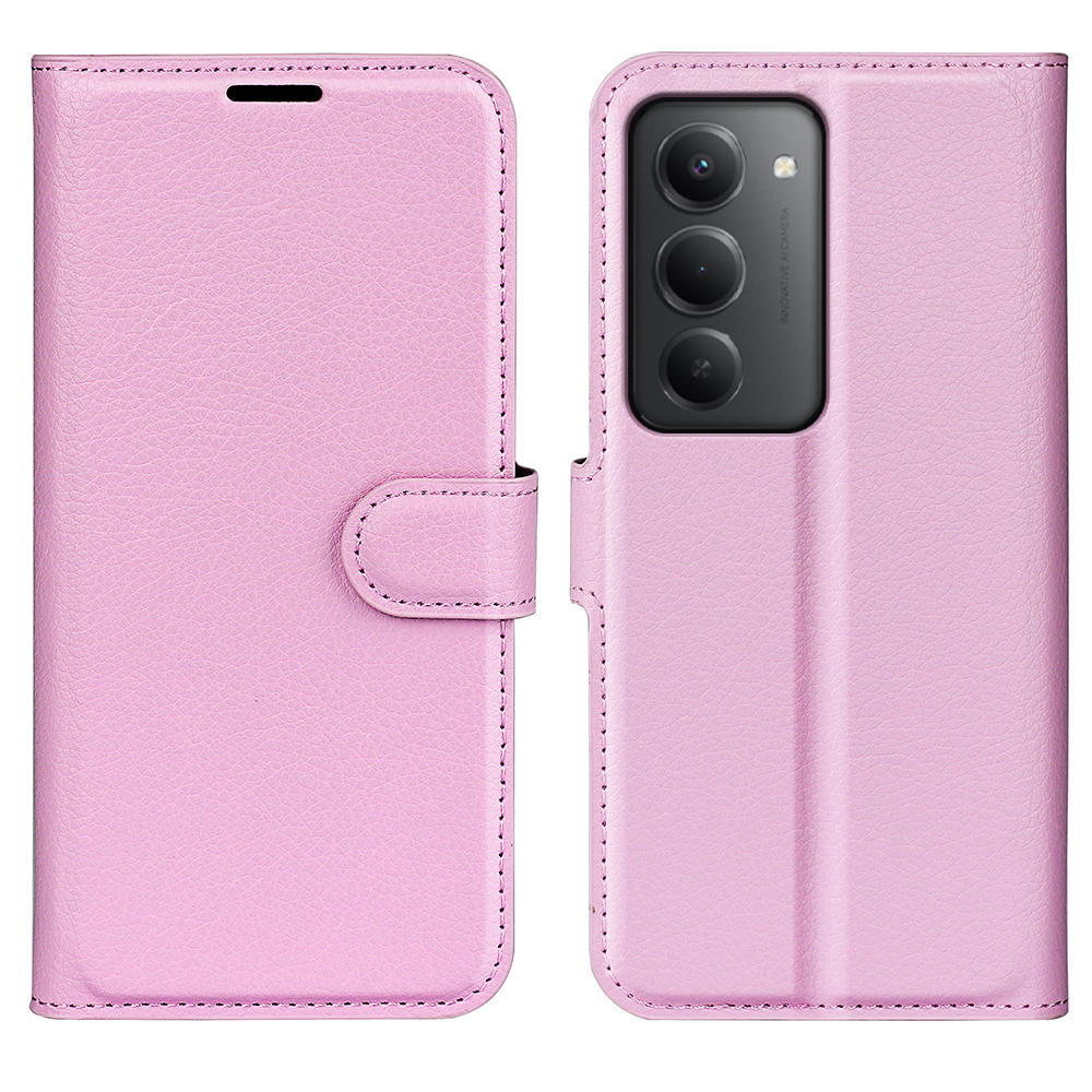  Xiaomi Redmi 15 Fodral Litchi Läder Ljus Rosa