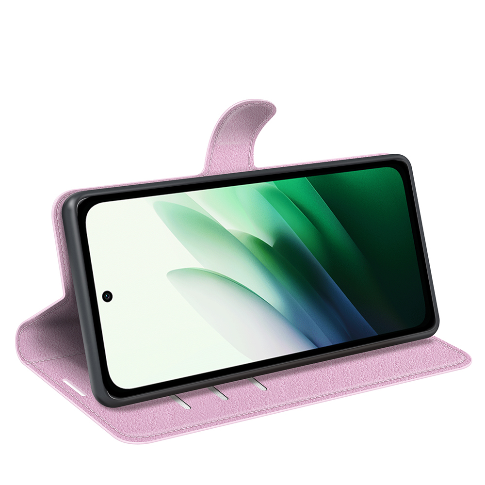  Xiaomi Redmi 15 Fodral Litchi Läder Ljus Rosa