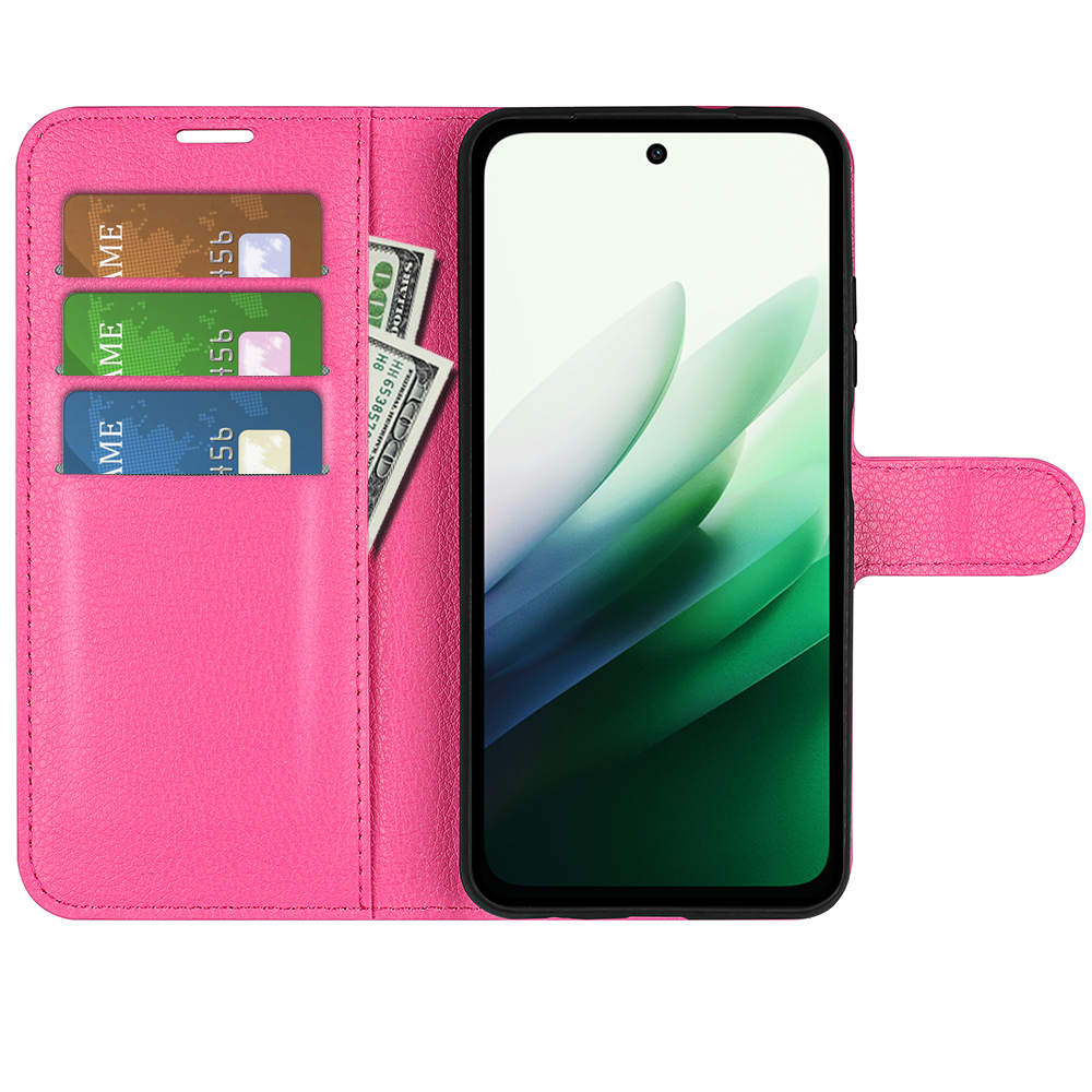  Xiaomi Redmi 15 Fodral Litchi Läder Rosa