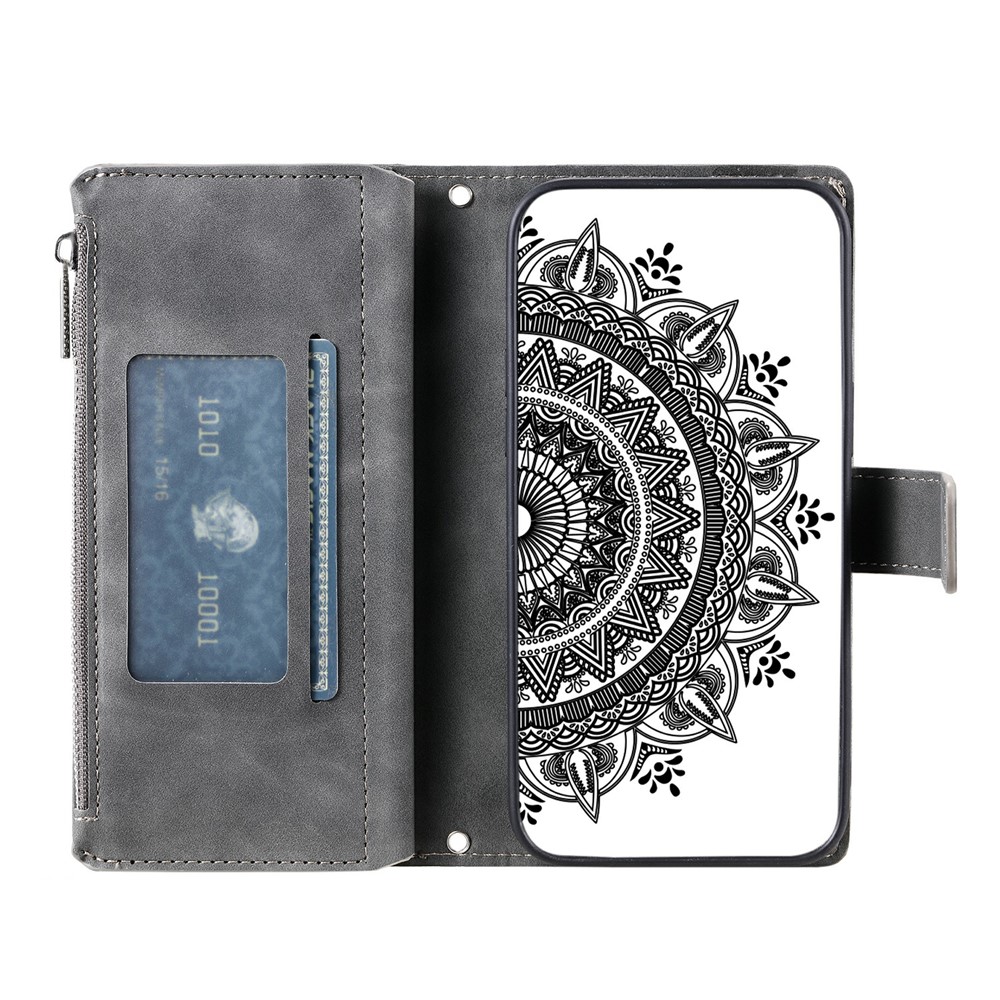  Xiaomi Redmi 15 Fodral Mandala Läder Grå