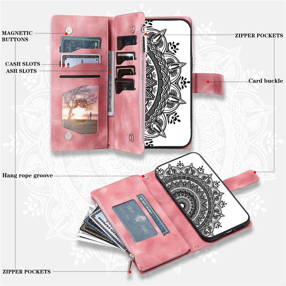  Xiaomi Redmi 15 Fodral Mandala Läder Roséguld