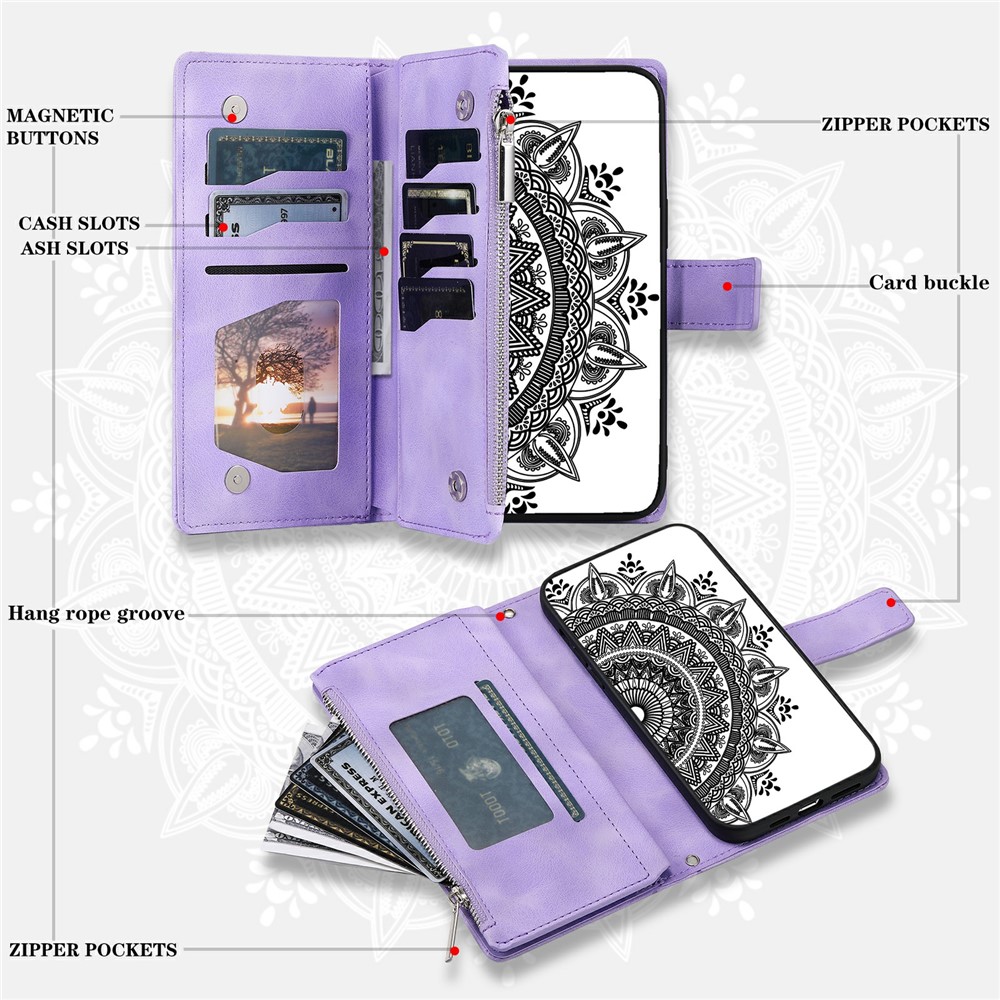  Xiaomi Redmi 15 Fodral Mandala Läder Lila