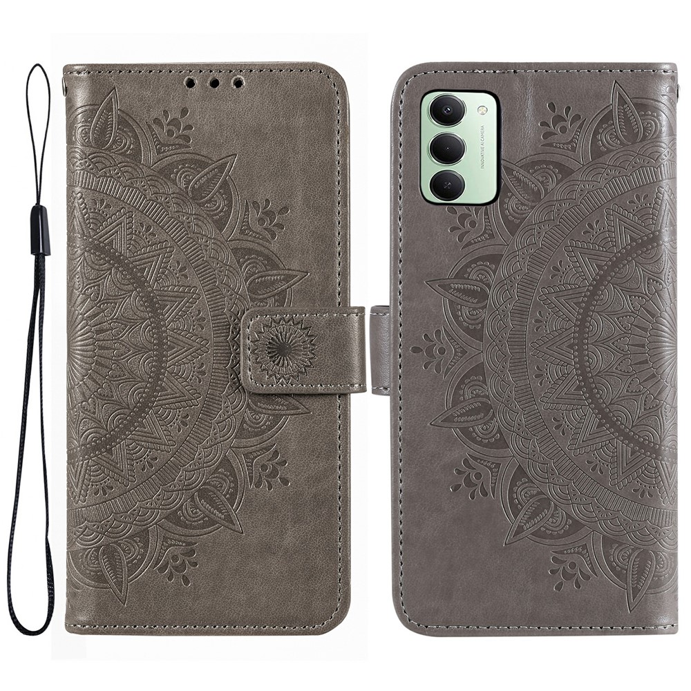  Xiaomi Redmi 15 Fodral Mandala Läder Grå