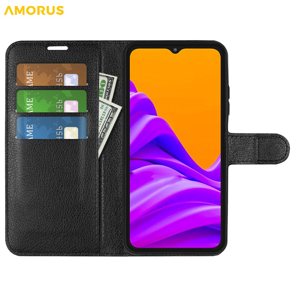 AMORUS AMORUS Samsung Galaxy Xcover 7 Pro Fodral Litchi Läder Svart