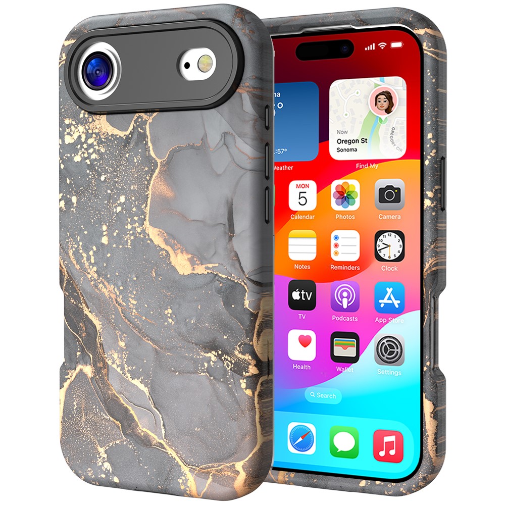  iPhone Air Skal Hybrid Med Marmor Tryck Grå / Guld