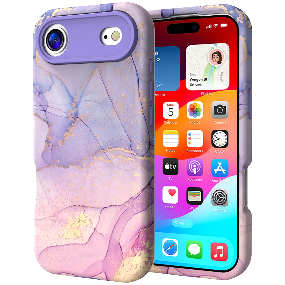  iPhone Air Skal Hybrid Med Marmor Tryck Lila / Rosa