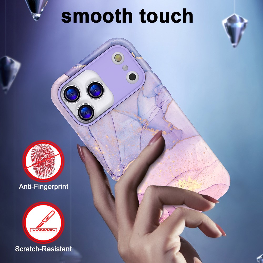  iPhone 17 Pro Max Skal Hybrid Med Marmor Tryck Lila / Rosa