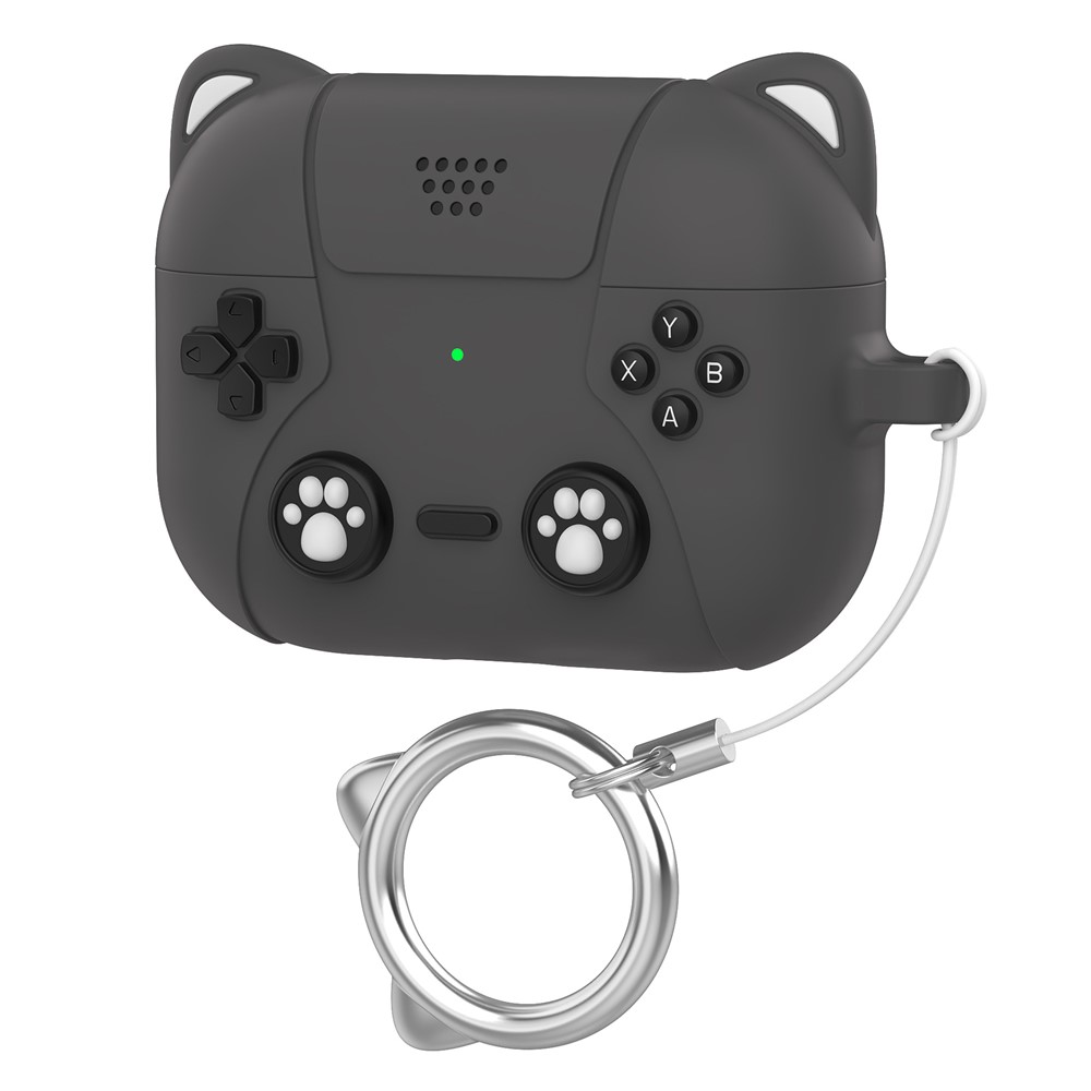  AirPods Pro 3 Skal Silikon Med Nyckelring Katt Grå