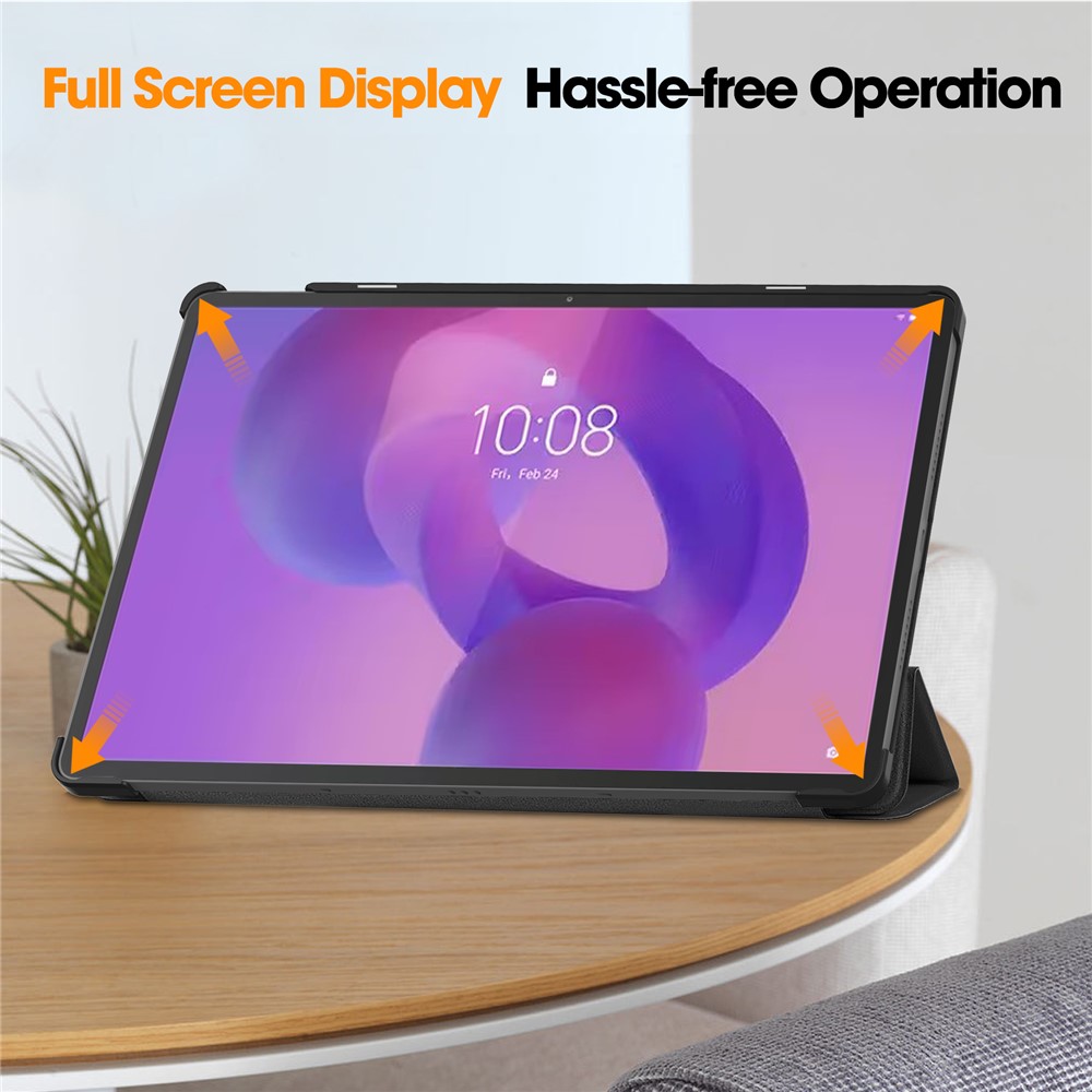  Lenovo Idea Tab Pro Fodral Tri-Fold Läder Svart