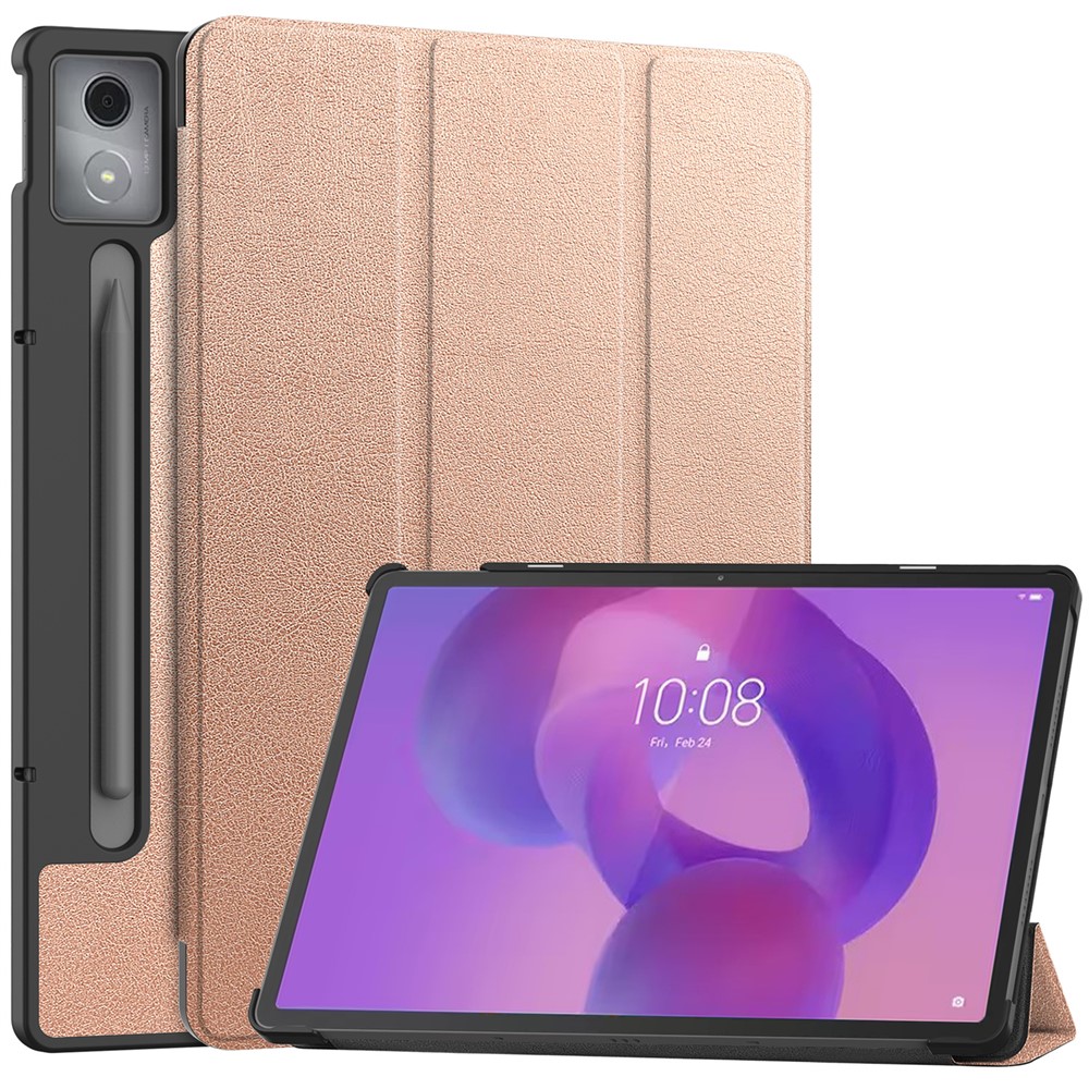  Lenovo Idea Tab Pro Fodral Tri-Fold Läder Roséguld