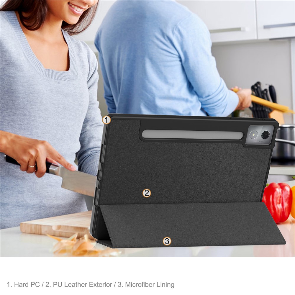  Lenovo Idea Tab Pro Fodral Tri-Fold Läder Svart