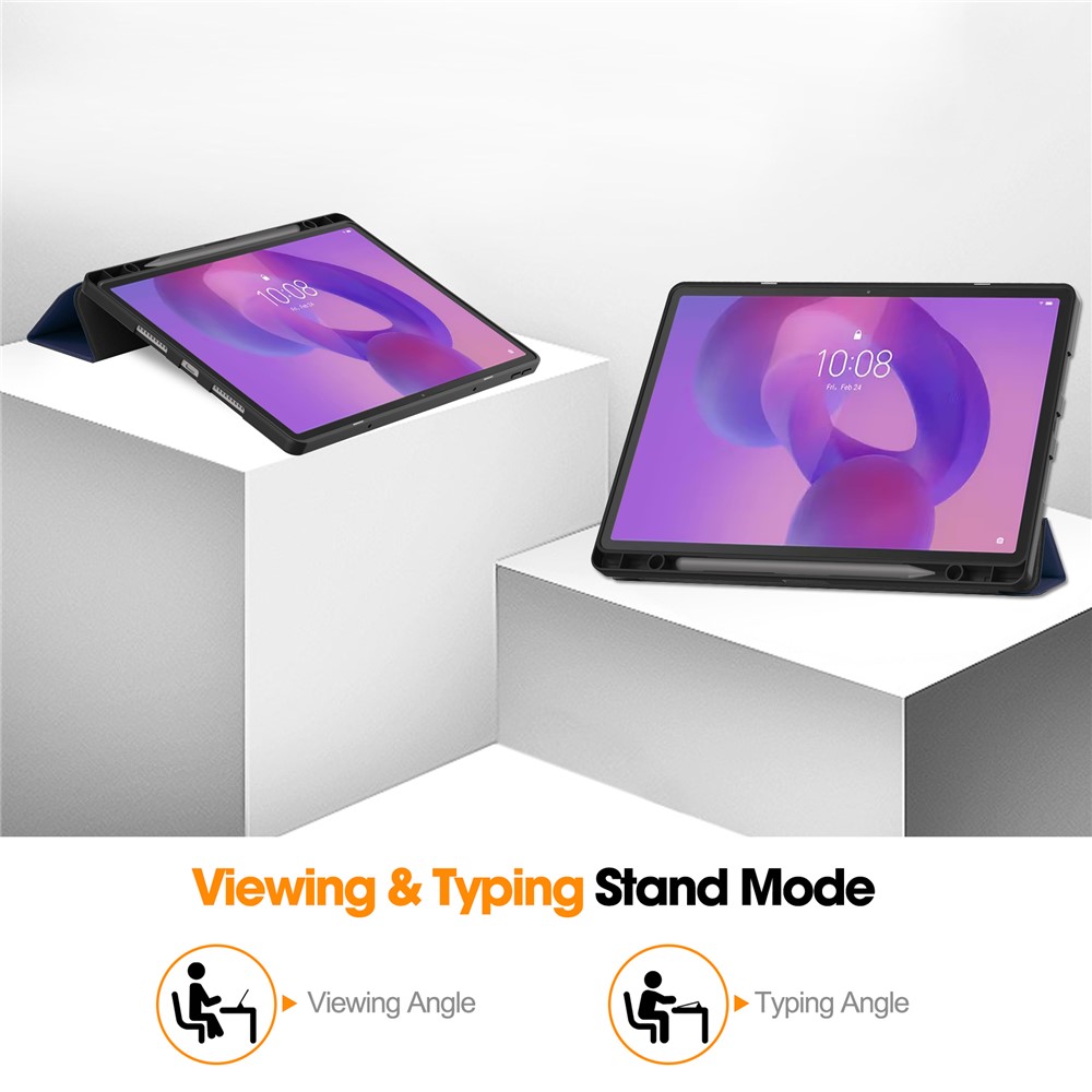  Lenovo Idea Tab Pro Fodral Tri-Fold Läder Mörk Blå