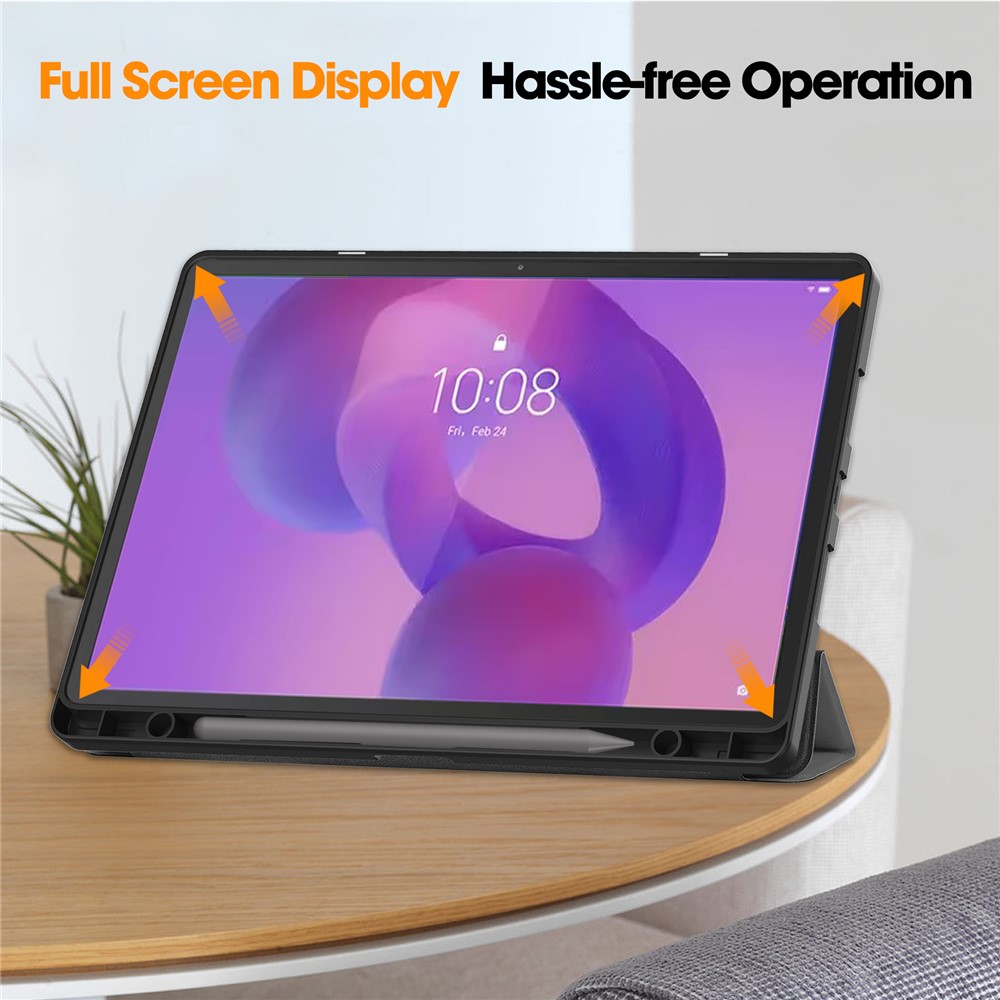  Lenovo Idea Tab Pro Fodral Tri-Fold Läder Grå