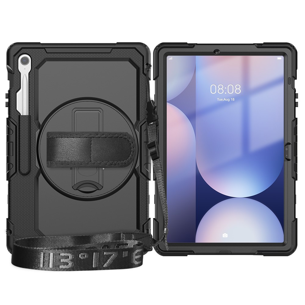  Galaxy Tab S10 FE Plus Skal 360 Shockproof Hybrid Kickstand Svart