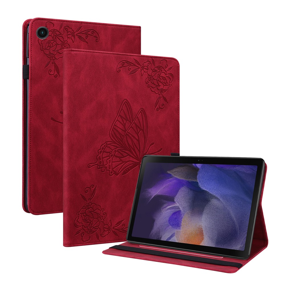 Samsung Galaxy Tab A11 Plus Fodral Butterfly Flower Röd