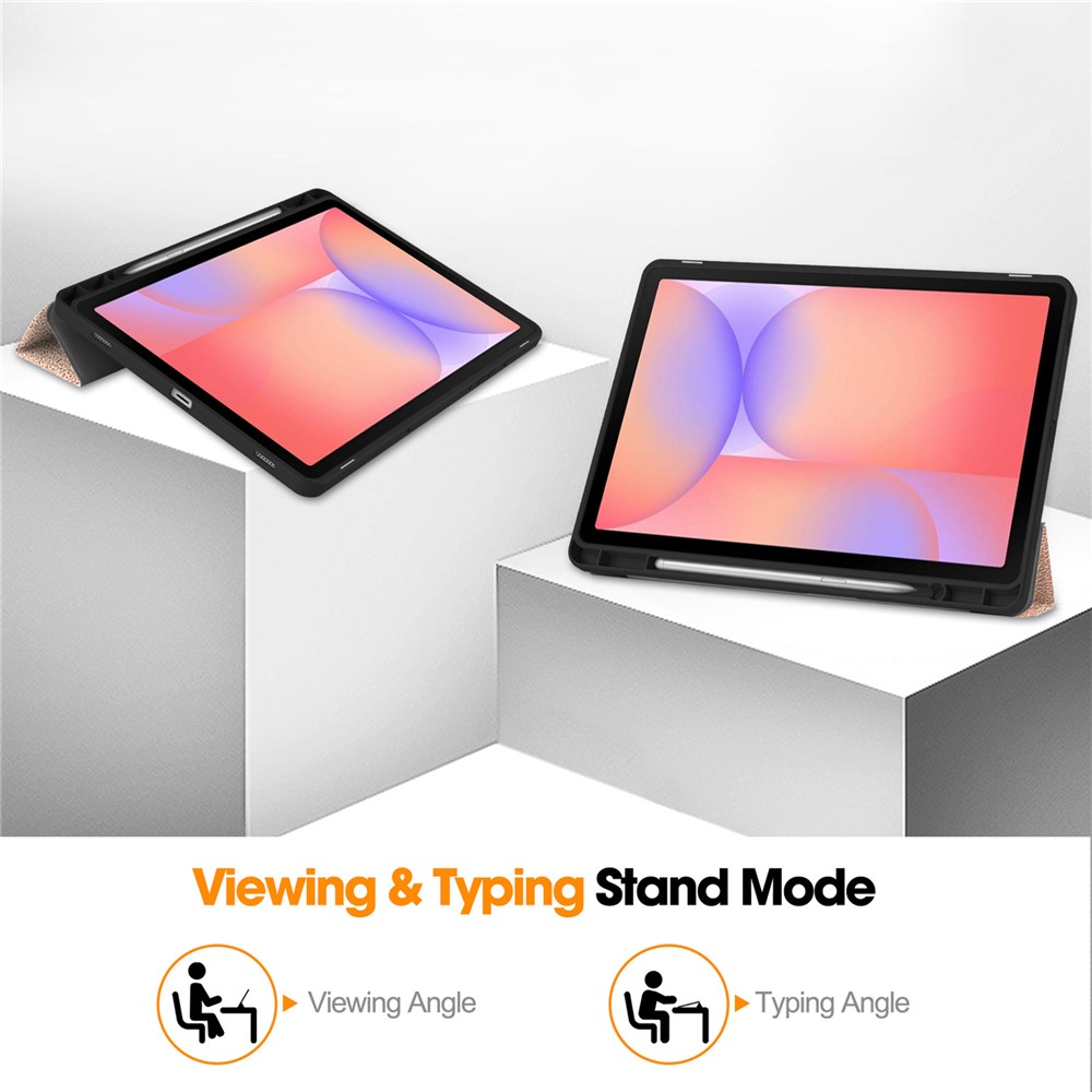  Samsung Galaxy Tab S10 Lite Fodral Tri-Fold Pennhållare Roséguld