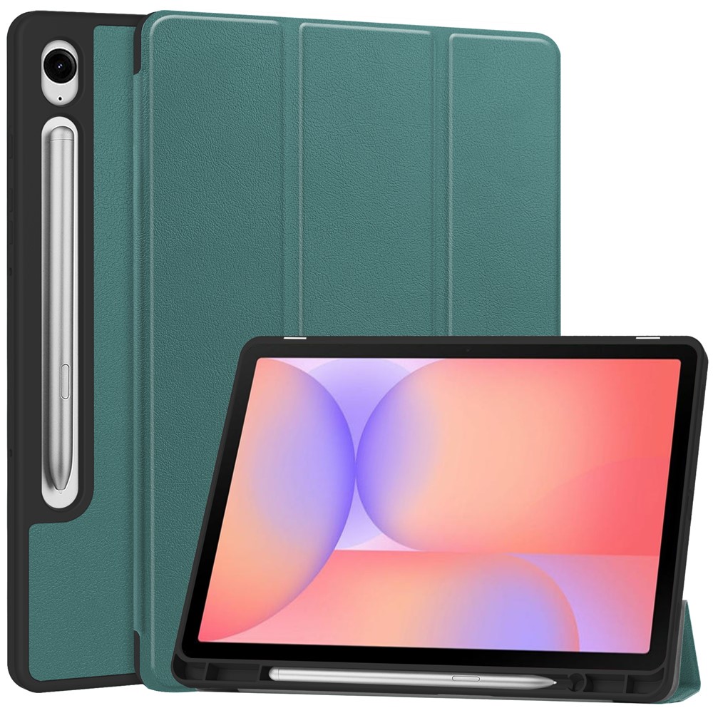  Samsung Galaxy Tab S10 Lite Fodral Tri-Fold Pennhållare Grön
