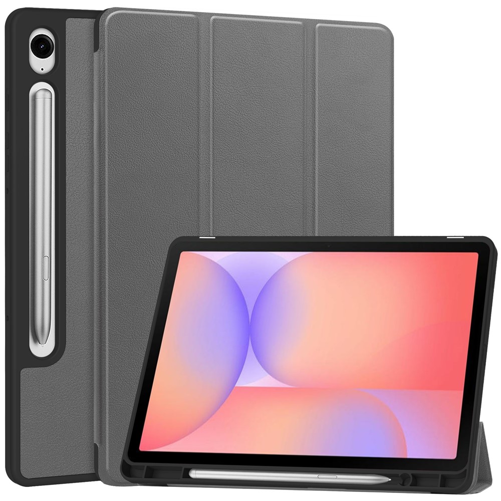  Samsung Galaxy Tab S10 Lite Fodral Tri-Fold Pennhållare Grå