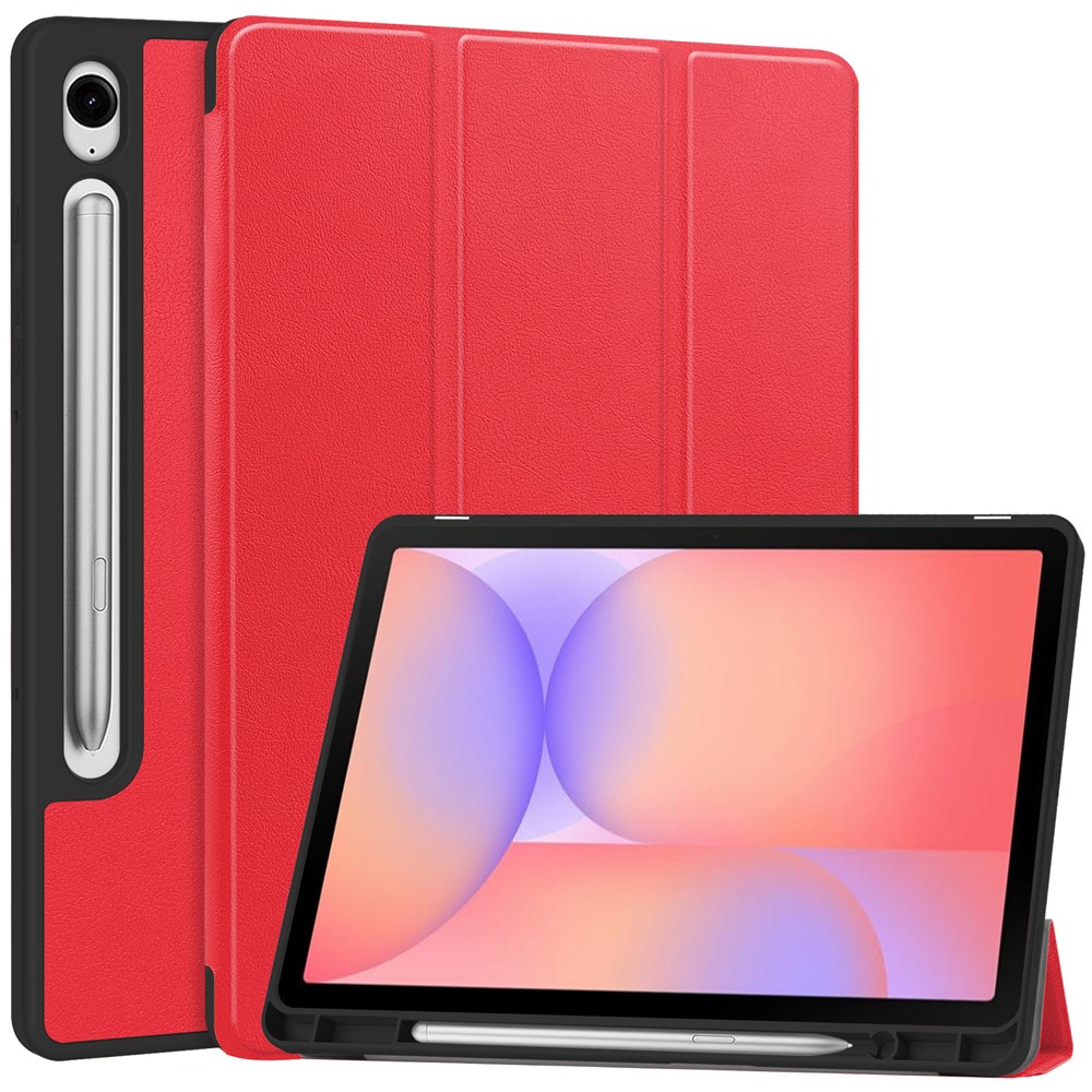  Samsung Galaxy Tab S10 Lite Fodral Tri-Fold Pennhållare Röd