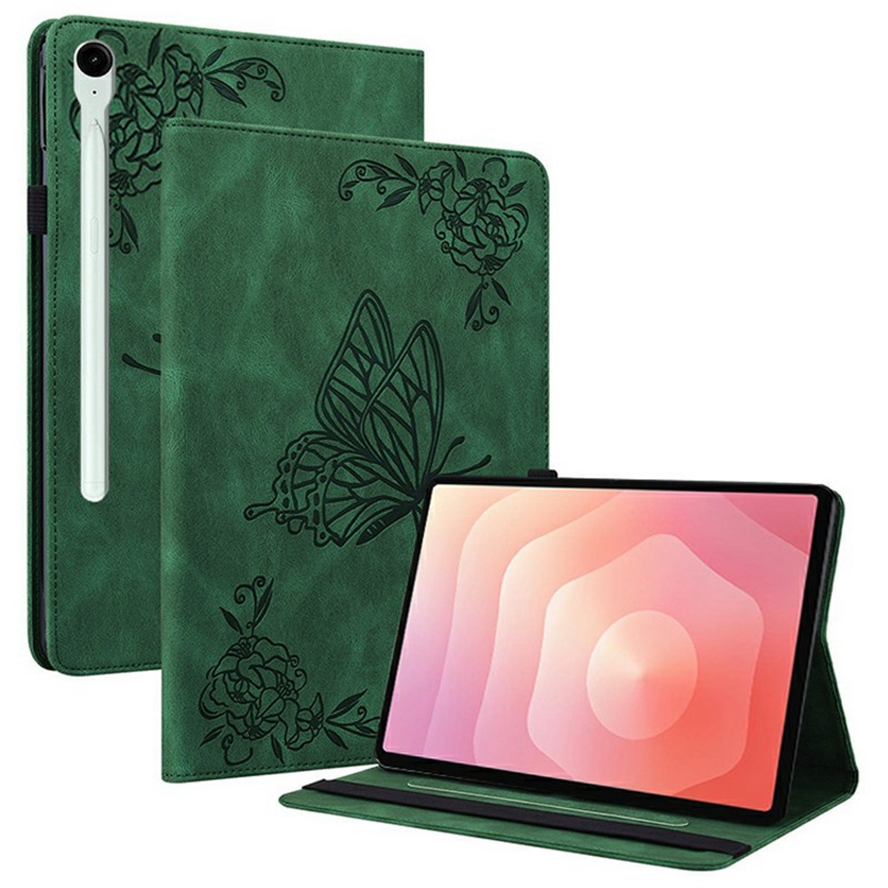  Samsung Galaxy Tab S11 Fodral Butterfly Flower Grön