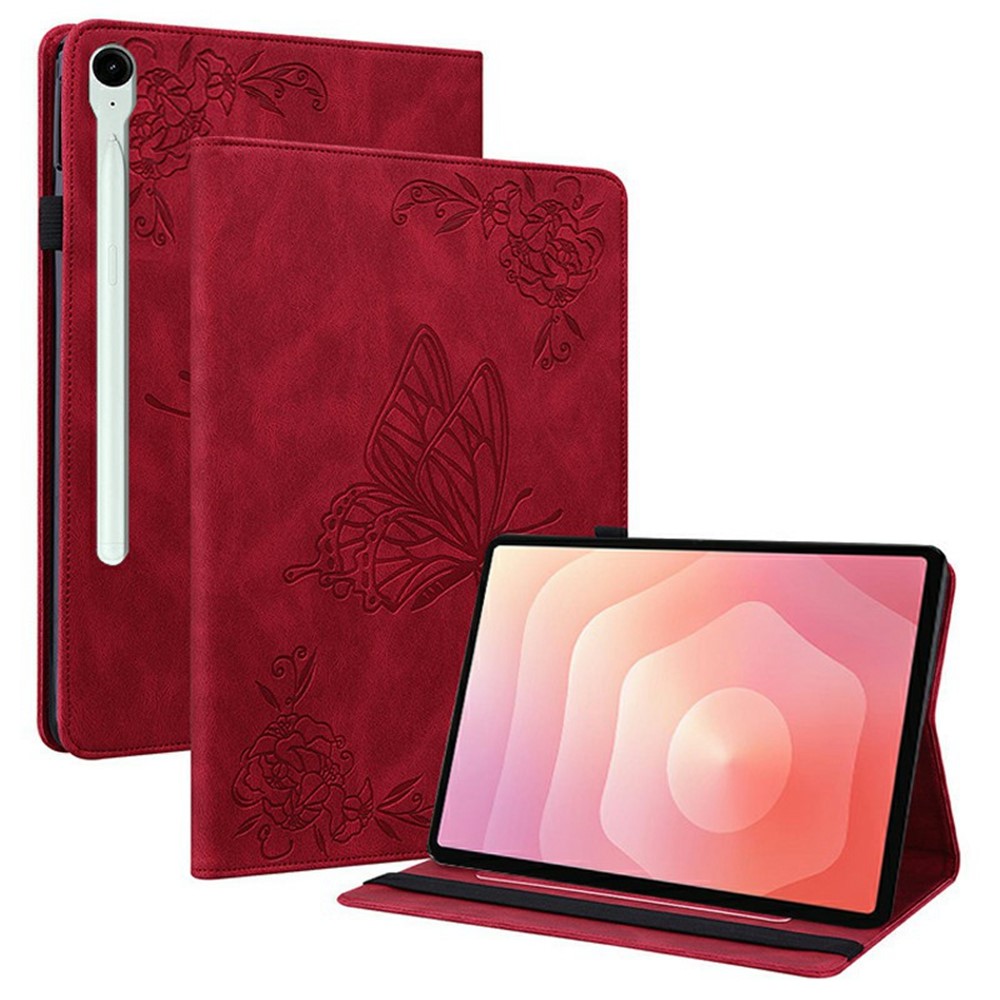  Samsung Galaxy Tab S11 Fodral Butterfly Flower Röd