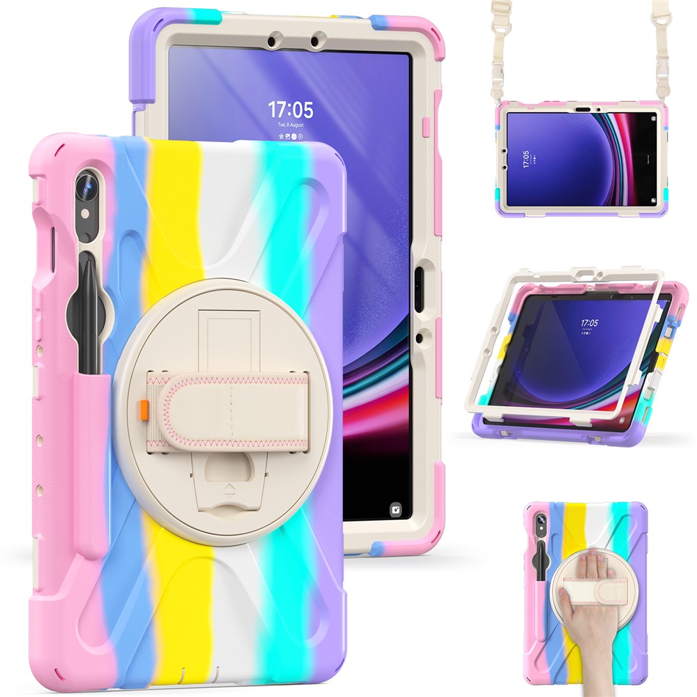  Galaxy Tab S10 Lite/S10 FE/S9 FE/S9/S8/S7 Skal 360° Hybrid Rainbow