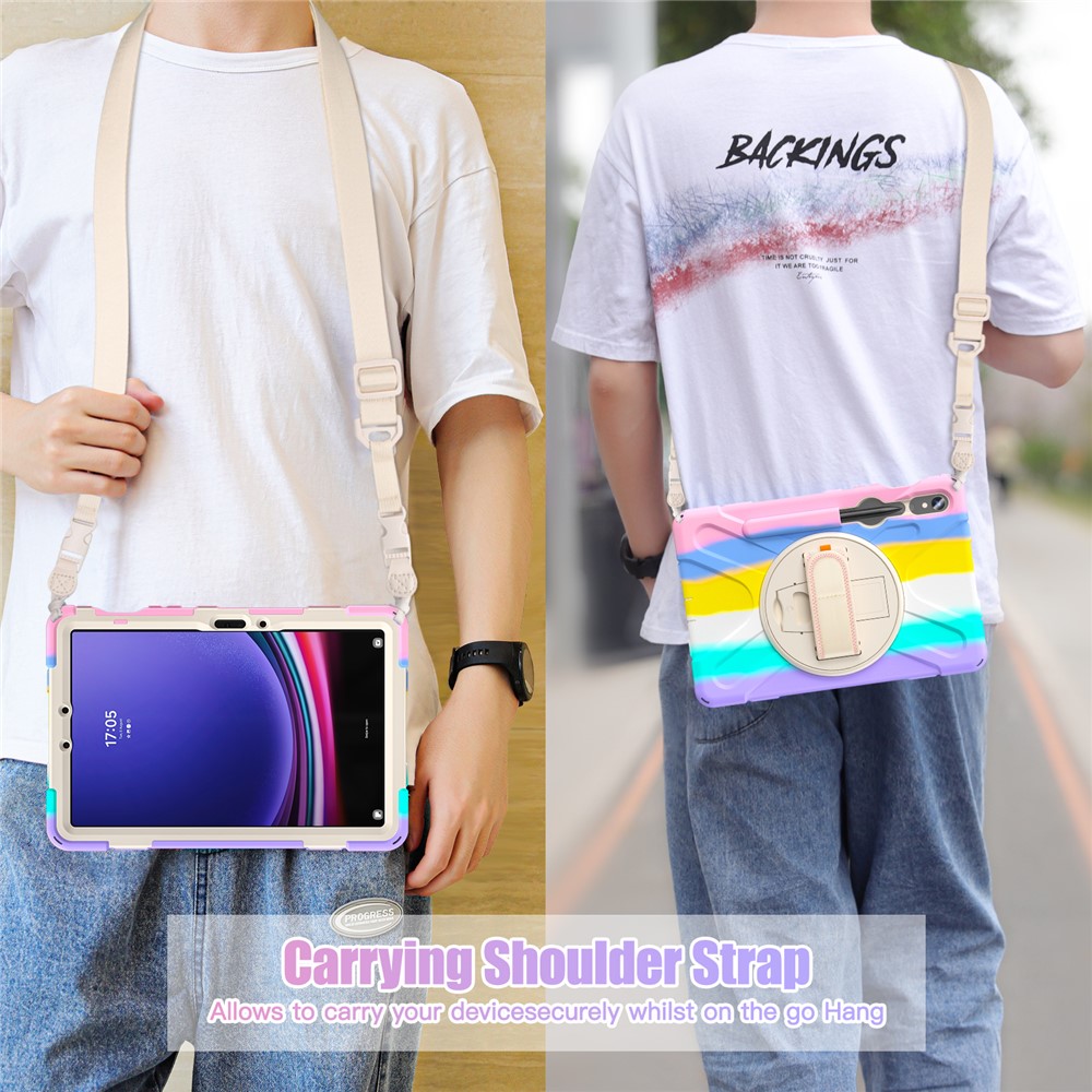  Galaxy Tab S10 Lite/S10 FE/S9 FE/S9/S8/S7 Skal 360° Hybrid Rainbow