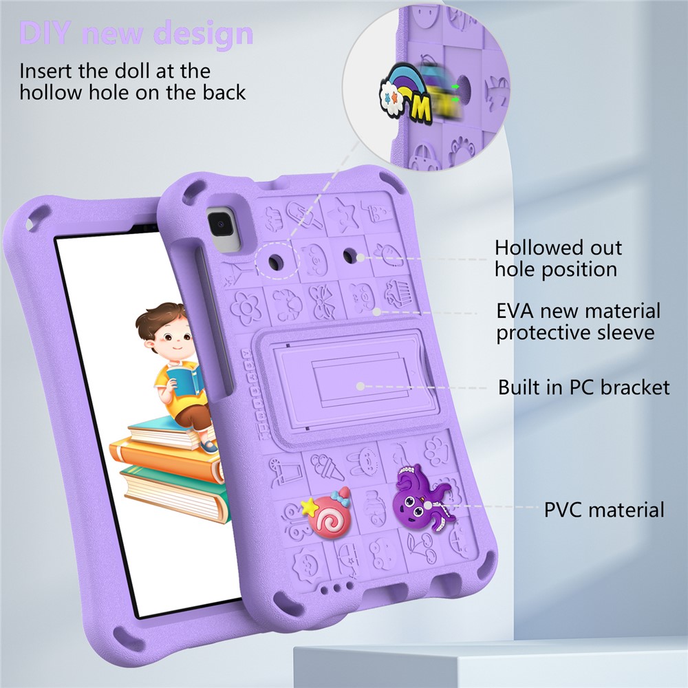  Galaxy Tab A11 / A9 / A7 Lite / A 8.0 Skal EVA Kickstand Lila