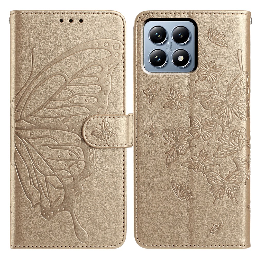  Xiaomi 15T Pro Fodral Med Fjäril Tryck Guld