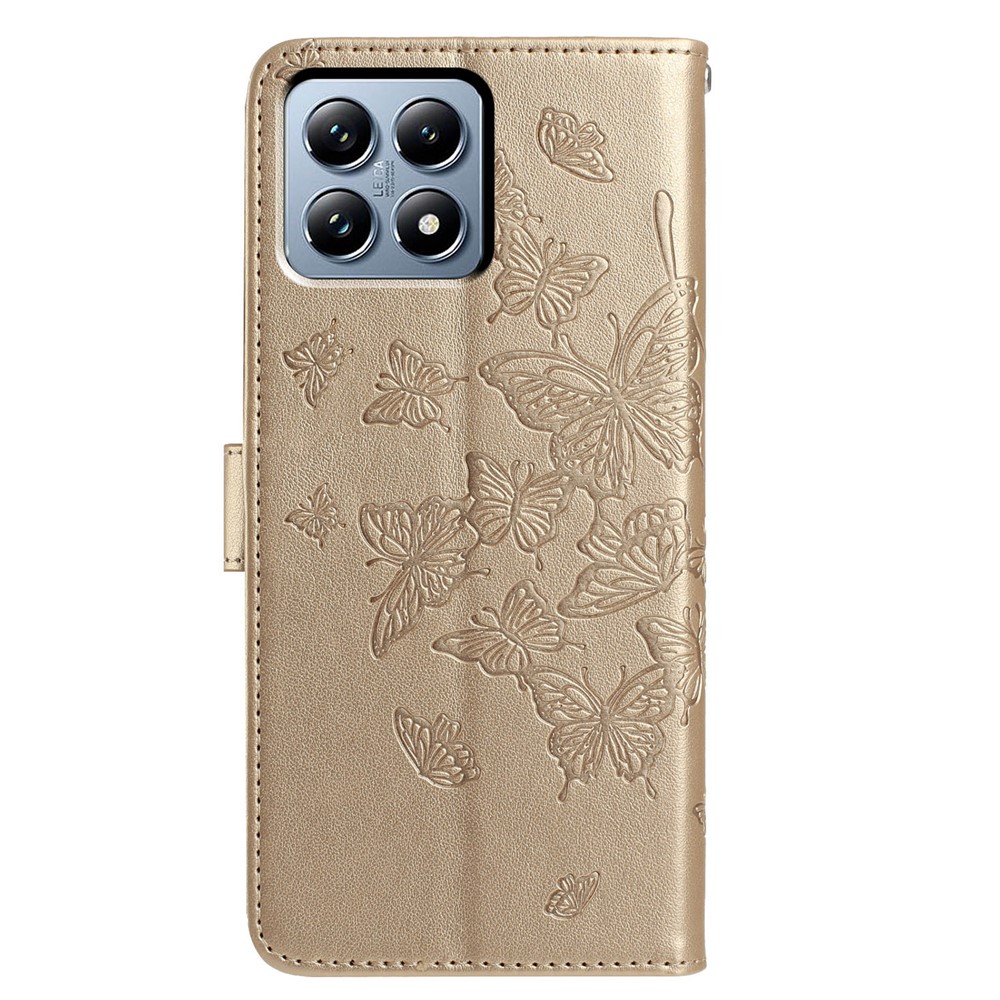  Xiaomi 15T Pro Fodral Med Fjäril Tryck Guld