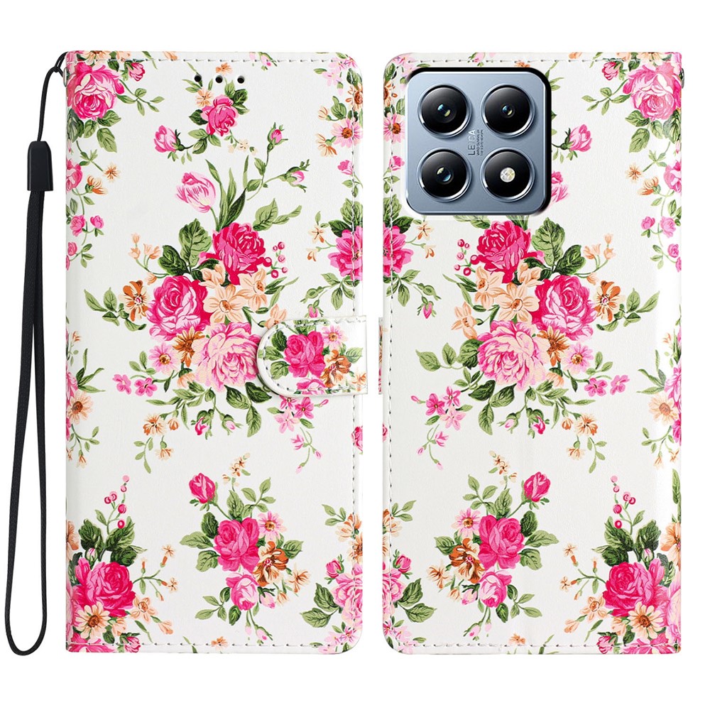  Xiaomi 15T Pro Fodral Med Tryck Rosa Blommor