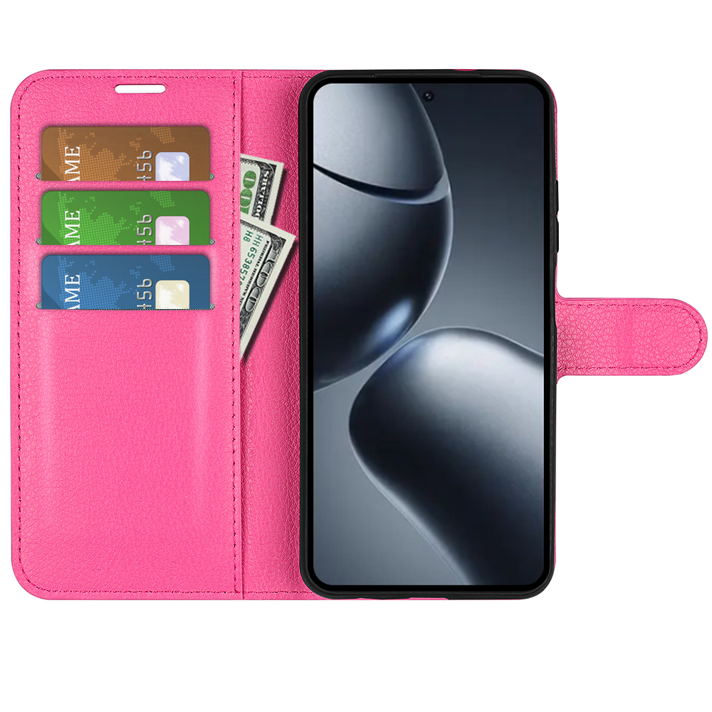  Xiaomi 15T Fodral Litchi Läder Rosa