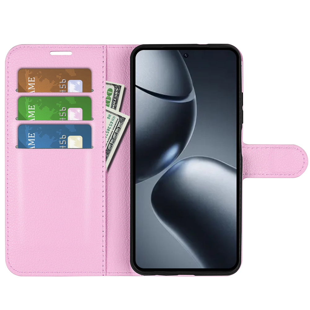  Xiaomi 15T Pro Fodral Litchi Läder Ljus Rosa