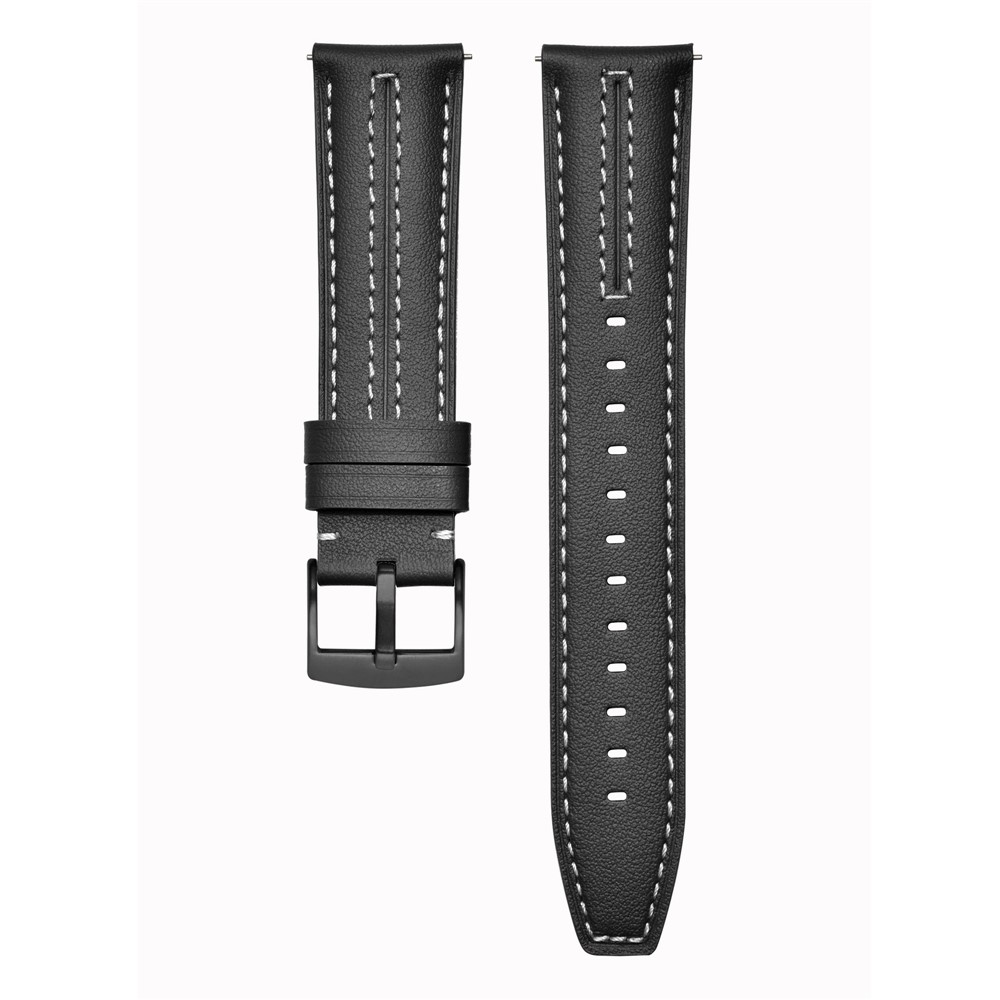  Klockarmband 22 mm Äkta Läder Svart